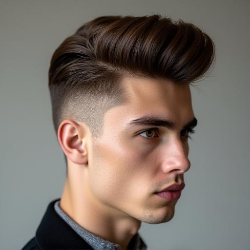 A sharp modern quiff hairstyle.